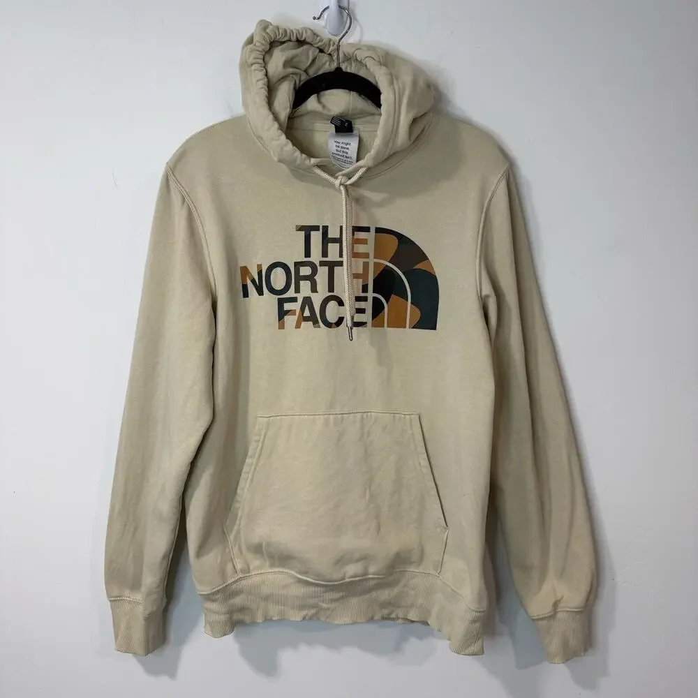 The North Face Men's Half Dome Hoodie‎ Sweatshirt Logo Tan Camo Medium Fleece